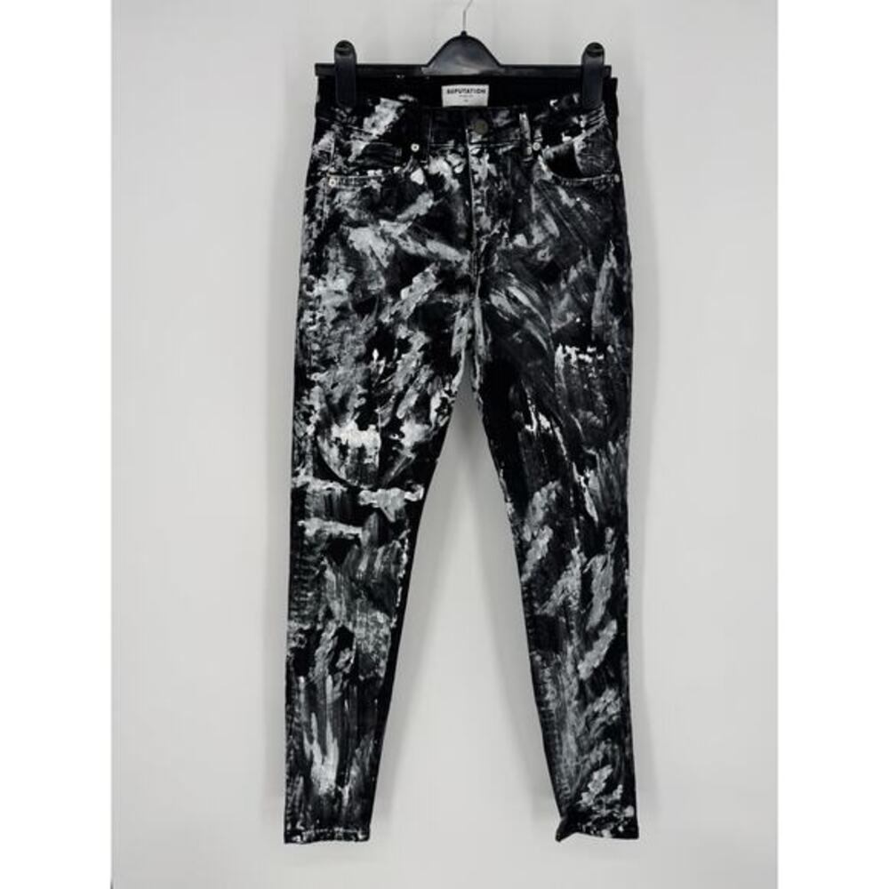 Men’s Black & White Painted Skinny Jeans